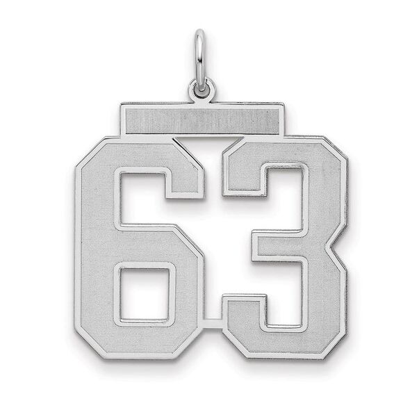 Sterling Silver Jersey Collection Large Number 63 Pendant